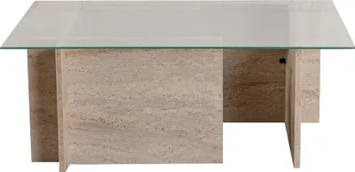 Produktbild von Skye Decor, Vetrino - Travertine, Couchtische, Travertin, Glas, 105 x 40 x 65 cm