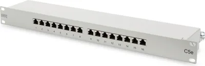 Immagine prodotto di DIGITUS 1U Pannello patch di classe D Cat.5e schermato a 16 porte grigio