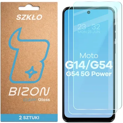 Produktbild von Gehärtetes Glas für Motorola Moto G14 4G / G54 5G / G54 Power 5G / G55 5G, Bizon Glass Clear Duo, 2 Stück