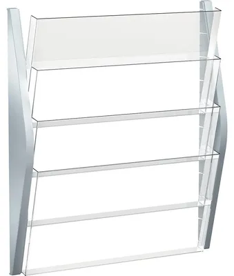 Image de helit Porte-brochures mural, DIN A3 horizontal, 4 compartiments, argenté