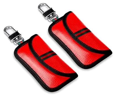 Produktbild von Keyless Go Schutz Autoschlüssel, 2 Stück RFID Funkschlüssel Abschirmung Schlüsselmäppchen Faraday Leder Schlüsseletui Schlüsseltasche