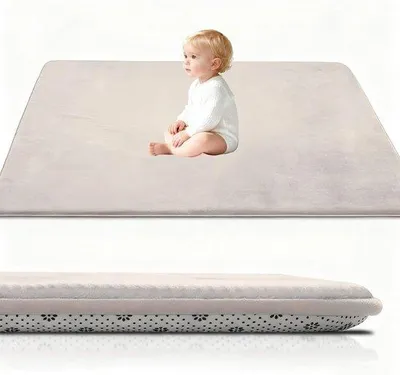 Obrázok produktu pre Detská podložka na lezenie, extra hrubá 3 cm, penová, béžová, 120 x 120 cm