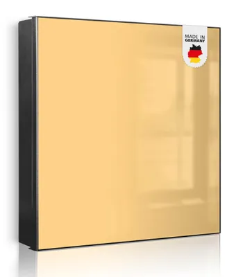 Produktbild von banjado Schlüsselkasten aus Metall, 30x30cm groß mit 32 Haken, als Magnettafel nutzbar, Korpus schwarz, Anschlag rechts, Mandarine [SKG1 0031]