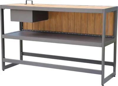 Produktbild von GORILLER ® Bartisch aus Aluminium 3-teilig, Außenküche inkl. Servierwagen Eiskübel und Schrank  anthrazit, Holzoptik