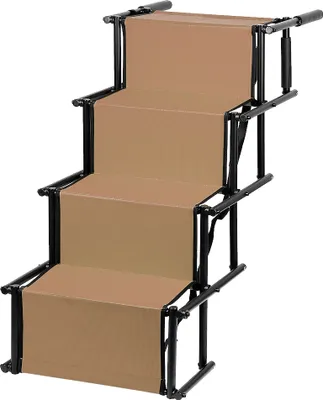 Image de Escalier pliable pour chiens Rampe pour chiens jusqu'à 75 KG | pour coffre et voiture Marron