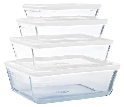 Immagine prodotto di Set di 4 contenitori rettangolari per alimenti in vetro borosilicato