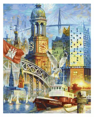 Immagine prodotto di Schipper Malen nach Zahlen Hamburg, meine Perle, Meisterklasse Premium, Malvorlage, Wandbild, 40 x 50 cm, 609130891