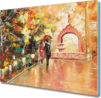 Produktbild von Coloray Hackbrett Küchenbrett Kochplattenabdeckung Schneidebrett Herdabdeckplatte 60x52 cm - Paar Malerei Bäume