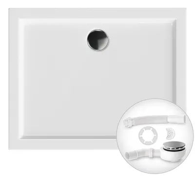 Produktbild von AQUABAD® Duschwanne Set Comfort SIMPLON 80x100cm Rechteck inkl. Trapflex Ablaufgarnitur