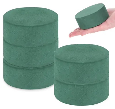 Productafbeelding van Bloemenschuim - 6 stuks natte bloemenschuim, rond - Geschikt voor verse bloemen en kunstbloemen - 10 cm x 4 cm