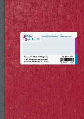 Produktbild von Registerbuch A6 kariert 96 Blatt Packung mit 5 Stück