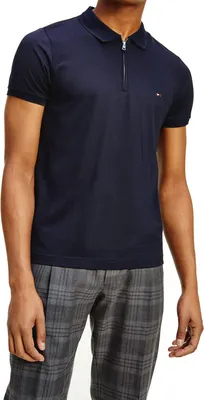 Produktbild von Tommy Hilfiger Herren Poloshirt FLEX MOULINE ZIP SLIM MW0MW19090-DW5 Dunkelblau