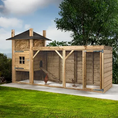 Productafbeelding van Glorenza Kippenhok hooiberg met overdekte ren 340x110x190 cm