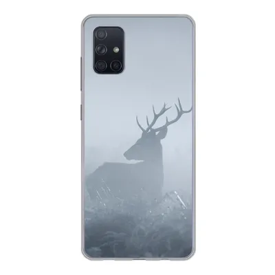 Produktbild von MuchoWow® Handyhülle Schutzhülle Hülle für Samsung Galaxy A71 Hirsche - Nebel - Wald Silikon Softcase Handy Hülle - Kartenbesitzer