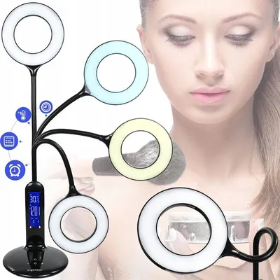 Produktbild von Decorya Ring LED Schreibtischlampe mit Display, Schwarz