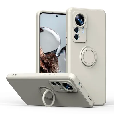 Obrázek produktu pro Xiaomi 12T Pro Pouzdro, s prstencovým držákem a stojánkem, odolné proti poškrábání, měkký silikon pouzdro pro Xiaomi 12T / Xiaomi 12T Pro Bílý