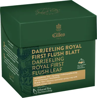 Produktbild von EILLES TEE Tea Diamond DARJEELING ROYAL First Flush Blatt im Pyramidenbeutel, 20er Box