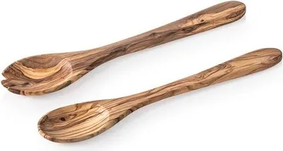 Produktbild von 10x Salatbesteck Set PURE OLIVE, 30 cm, 2-teilig, Olivenholz