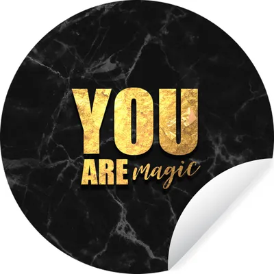Produktbild von MuchoWow® Runde Wandtattoo - Wandsticker Tapete Aufkleber Zitate - Magie - Gold - Marmor Ø 50 cm Selbstklebend und Repositionierbar - Wandaufkleber - Kreis - Wand Kreis - Wand Bild - Foto Tapete - Selbstklebende - Wohnzimmerdekoration - Wand Dekoration - Kinderzimmer