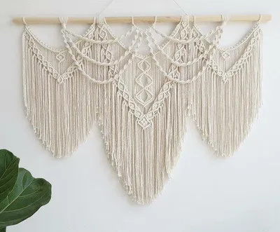 Image de Tapisserie murale en macramé tissée en coton, style bohème chic, décoration murale, pour la chambre à coucher et le salon