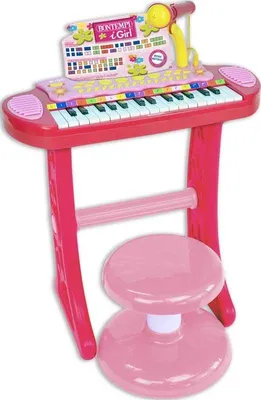 Produktbild von Bontempi Keyboard Spielzeug mit Mikrofon und Hocker - rosa - Musik