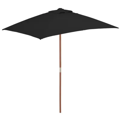 Obrázek produktu pro Zahradní slunečník s dřevěnou tyčí černý 150 x 200 cm