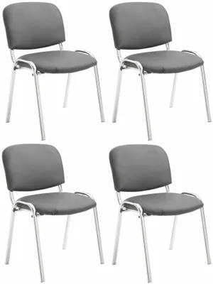 Produktbild von CLP 4er Set Stühle Ken Chrom Kunstleder gepolstert grau