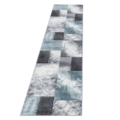 Produktbild von Hawaii Tetris teppich kurzflor läufer 80x300cm blau