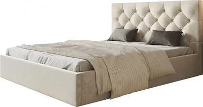 Produktbild von Polsterbett BOSTON SLIM mit Lattenrost aus Metall und Bettkasten, 180x200 cm, Doppelbett mit gepolstertem Kopfteil, Beige, Velourestoff