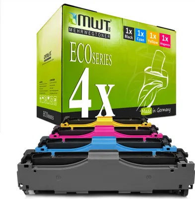 Produktbild von 4 Mehrwegtoner kompatible Lasertoner ersetzt HP CE410X-13A 305X CE411A 305A CE413A CE412A Mehrfarbig