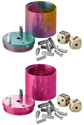 Produktbild von BestSaller 30089-SET SUPER SIX Würfelspiel Aluminum, 36 Spielstäbchen & 2 Würfel, Rainbow Splash, pink/mehrfarbig, 2-teilig (1 Set)