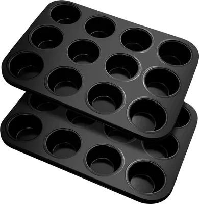 Produktbild von Muffinform, 2er-Pack Kohlenstoffstahl Muffinblech fš¹r 12 Muffins, Antihaftbeschichtet Backform, Muffinform Blech, Muffinblech 12er, form Muffinbackformen Backblech