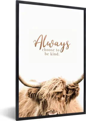 Produktbild von MuchoWow® Gerahmtes Poster Schottischer Highlander - Sprichwörter - Weiß 20x30 cm - Poster mit Schwarzem Bilderrahmen Wandposter Rahmen Foto Bilder - Drucken - Bilder Poster im Rahmen