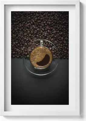 Produktbild von Kaffee und Körner– Wandbild mit Rahmen – Gerahmtes Bild  – Wanddekoration – 40x60 cm – Weiß