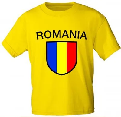 Produktbild von Kinder T-Shirt mit Print - Fahne Flagge Romania Rumänien K76134 gelb Gr. 86-164 Größe - 122/128