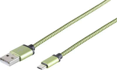 Produktbild von USB-Ladekabel A Stecker auf USB Micro B grün, 0,9m