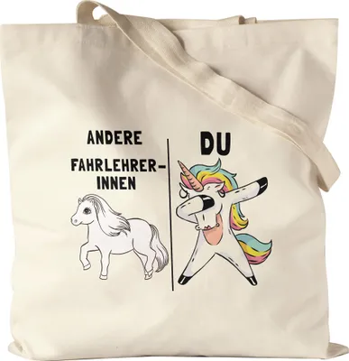 Produktbild von Andere Fahrlehrerinnen Du Jutebeutel Stoffbeutel Canvas  Pferd Einhorn Humor Lustig Unicorn Geschenk Apotheke