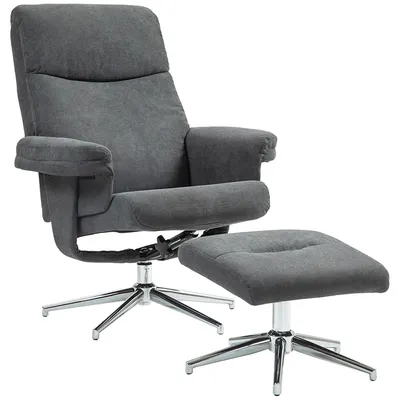 Produktbild von HOMCOM Relaxsessel mit Hocker, Gepolstert Fernsehsessel mit Liegefunktion