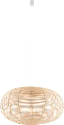 Immagine prodotto di Lampada a sospensione RATTAN L in legno naturale e bianco, 1xE27x25W, vimini / rattan / paglia, dimensioni: 160x79x79 cm, IP20, Nowodvorski Lighting