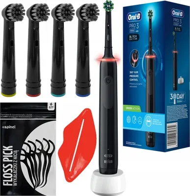 Produktbild von Oral-B Elektrische Zahnbürste Pro 3 3000 Schwarz mit 4 Aufsätzen