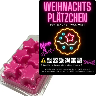 Produktbild von WonderWax Neon Duftwachs Wax Melts für Duftlampe, 6 Sterne Duftmelt Wachsmelt Sojawachs Neon Sterne für Raumdüfte, Wachs Duftöl Indoor Herbst Melts für Aromalampe Weihnachtsplätzchen