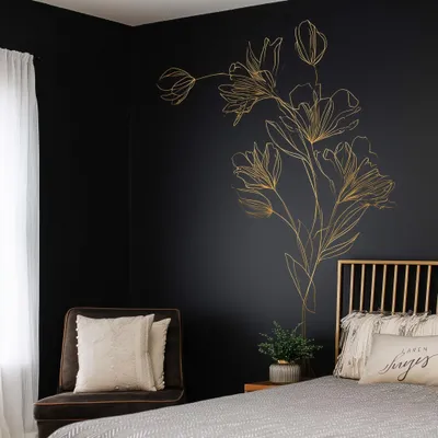 goldene florale Linienzeichnung – Decords Wandtattoo, Produktansicht 1