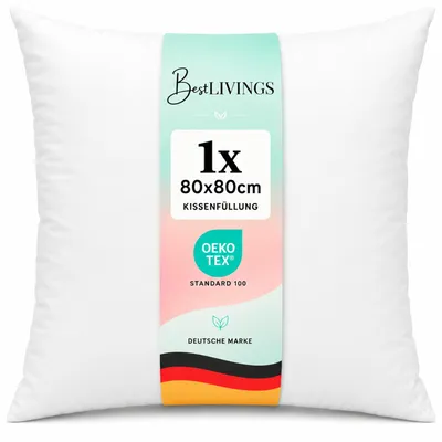Produktbild von Innenkissen 80x80 cm Mikrofaserbezug – Inlett Kissen mit Polyesterfüllung, formstabil, waschbar, für Kissenhüllen und Dekokissen