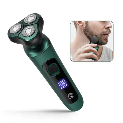 Produktbild von 4 In 1 Smart Shaver Kit,Elektrischer Rasierapparat Nass,Wiederaufladbar Trockenrasierer, Einfach zu tragen, mit Haarschneider usw, LCD-Display