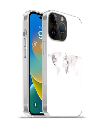 Produktbild von MuchoWow® Handyhülle Schutzhülle Hülle für Apple iPhone 14 Pro - Softcase Weltkarte - Marmor - Weiß Silikon Softcase Handy Hülle - Umschlag