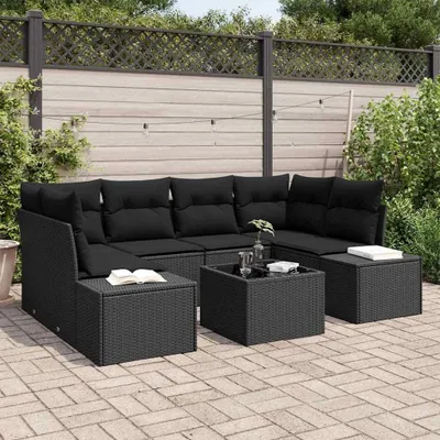 Produktbild von "Rabatt" Gartensofa-set - Balkonmöbel/Terrassenmöbel - mit Kissen 8 pcs Schwarz Poly-Rattan - Lounge-Dining set CC13060