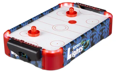 Produktbild von Relaxdays Airhockey Tischspiel, Profi Lufthockey mit LED-Beleuchtung, mit Gebläse, inklusive Zubehör, Tischhockey, bunt