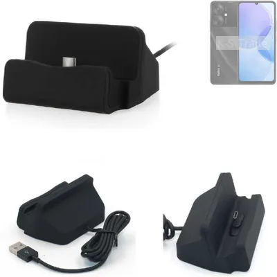 Produktbild von K-S-Trade Docking-Station kompatibel mit Xiaomi Redmi 13R 5G Ladestation Dock Ladegerät Docking Station Tischständer Ständer inkl. USB Typ C Kabel