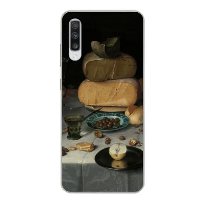 Produktbild von MuchoWow® Handyhülle Schutzhülle Hülle für Samsung Galaxy A70 Stilleben mit Käse - Gemälde von Floris Claesz. van Dijck Silikon Softcase Handy Hülle - Schutzhaube
