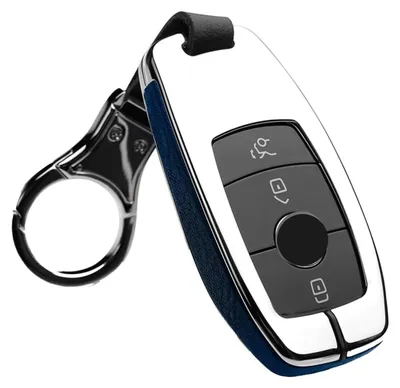 Schlüsselcover aus Zinklegierung für Mercedes E-Klasse 2017, Silber Blau